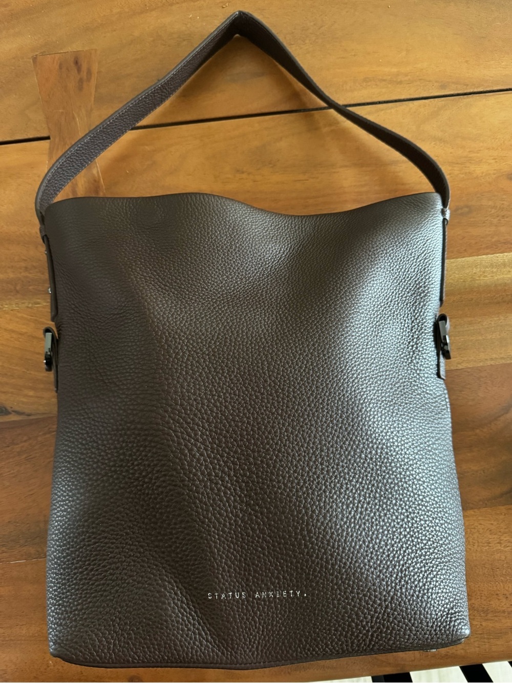 Status Anxiety Ready And Willing Cocoa Leather Shoulder Bag - Picture 7 of 11
